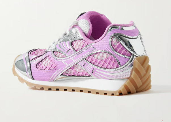 Bottega Veneta Pink & Silver Orbit Sneakers UK 8