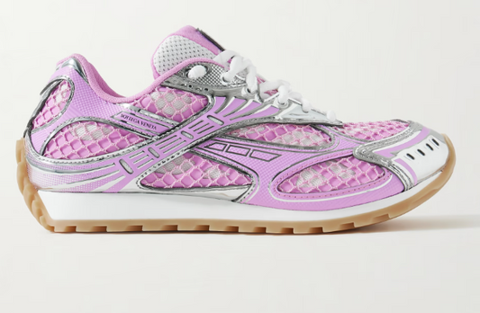 Bottega Veneta Pink & Silver Orbit Sneakers UK 8