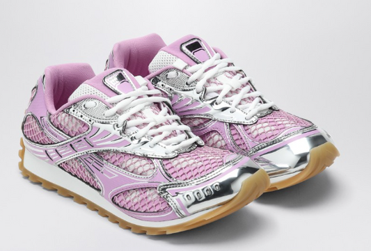 Bottega Veneta Pink & Silver Orbit Sneakers UK 8