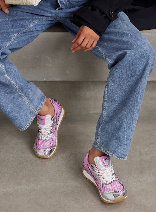 Bottega Veneta Pink & Silver Orbit Sneakers UK 8